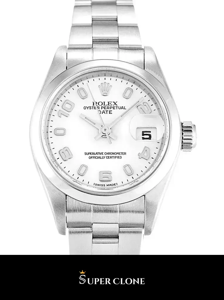 Rolex Lady-Datejust 79160 replica, detalle de esfera blanca lacada