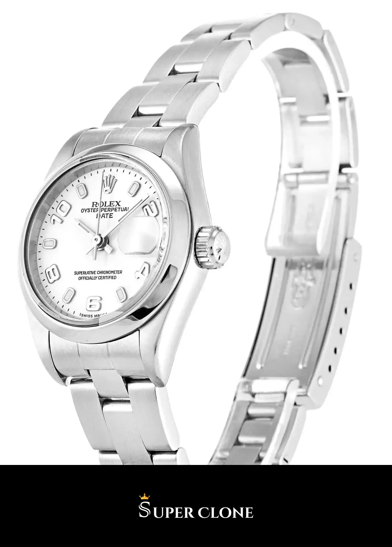 Rolex Lady-Datejust 79160 replica, perfil lateral de la caja de acero