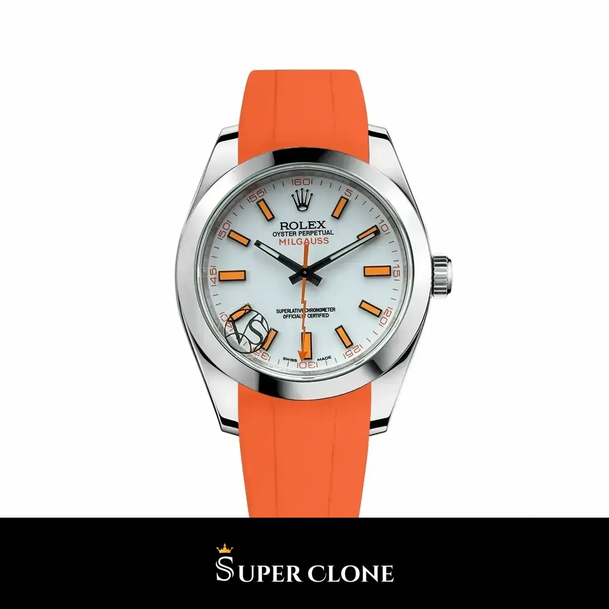 Rolex Milgauss 116400 réplica esfera blanco — vista frontal