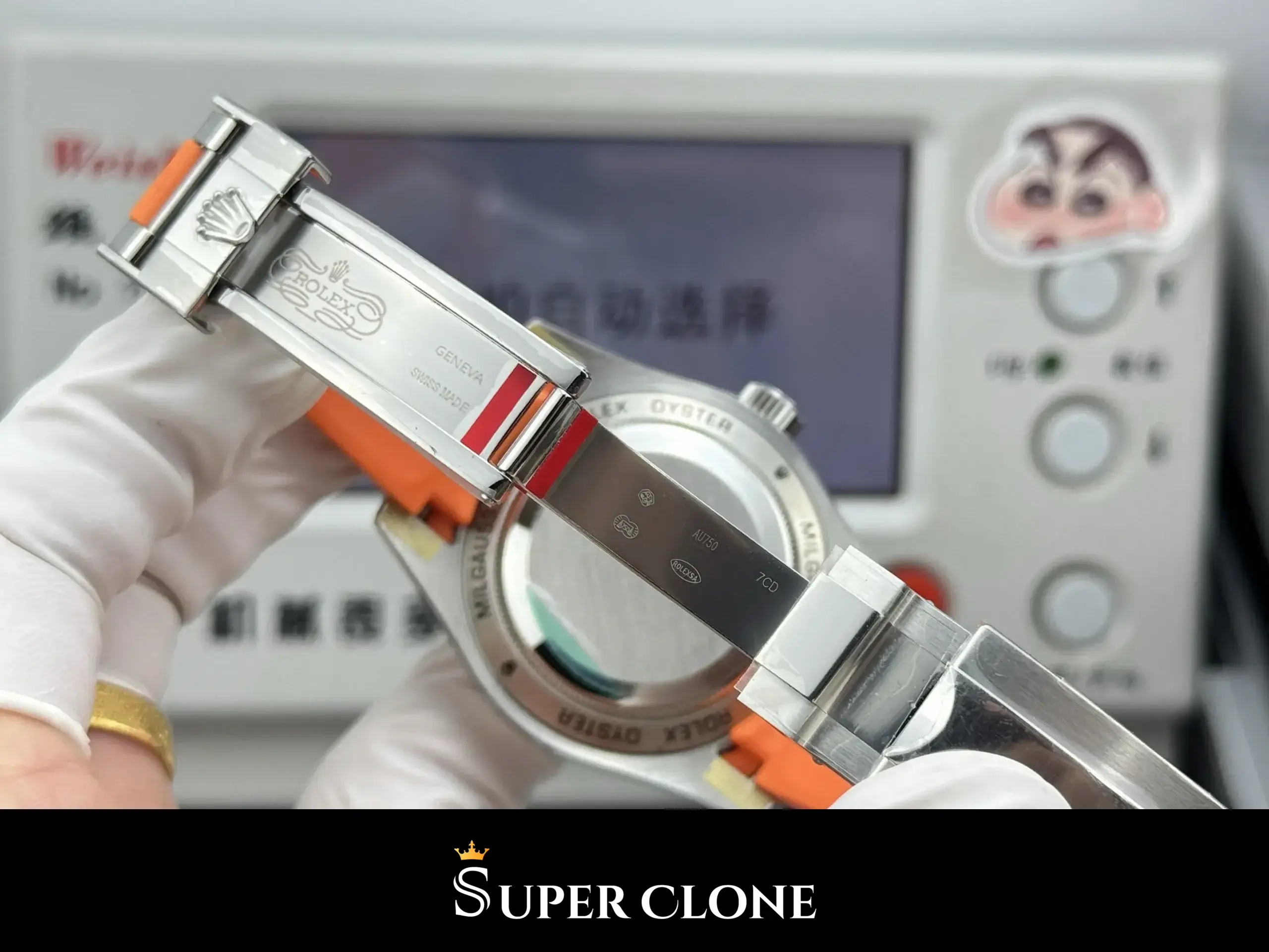 Rolex Milgauss 116400 replica esfera blanca, aguja relámpago naranja