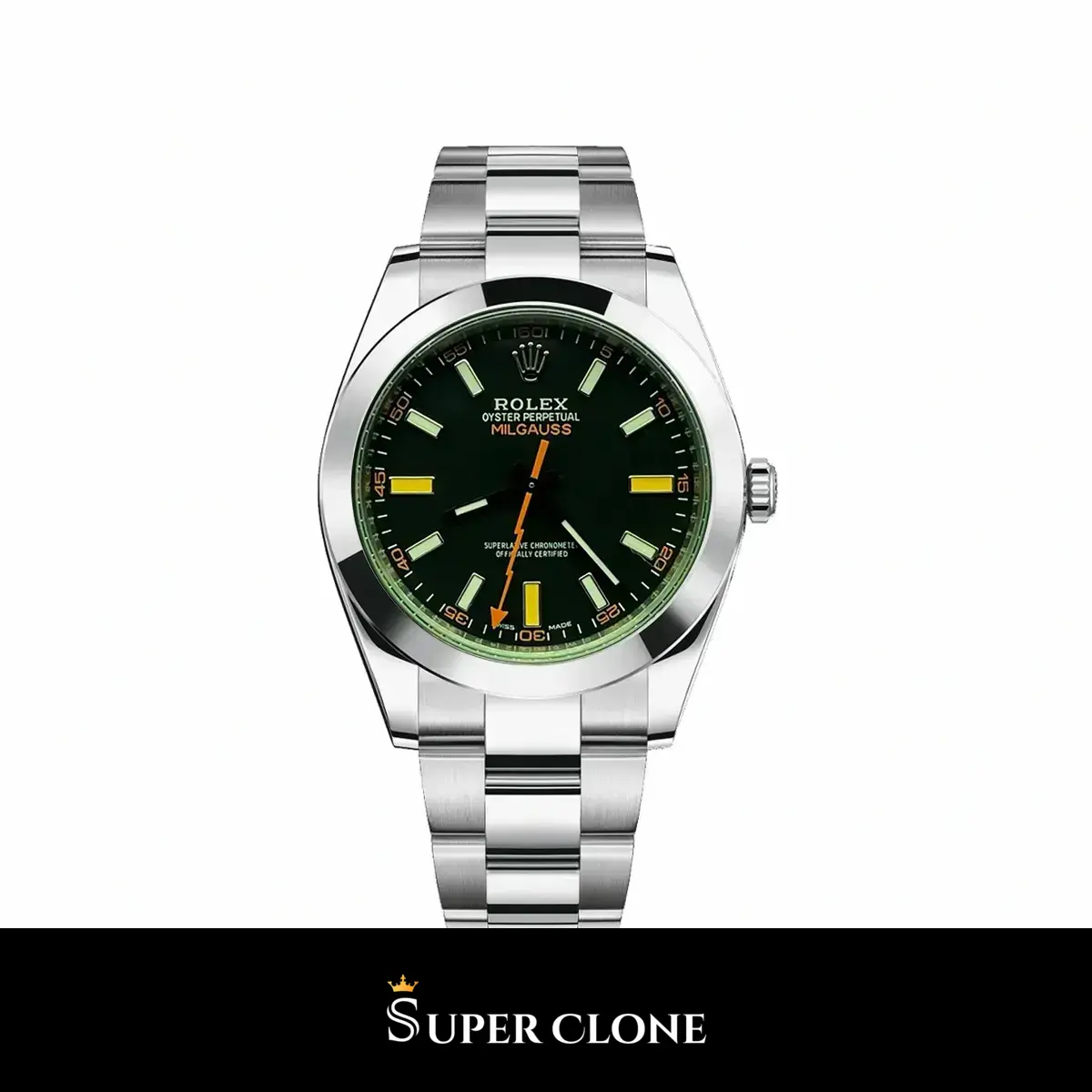 Milgauss 116400GV réplica automática japonesa esfera negro — vista frontal