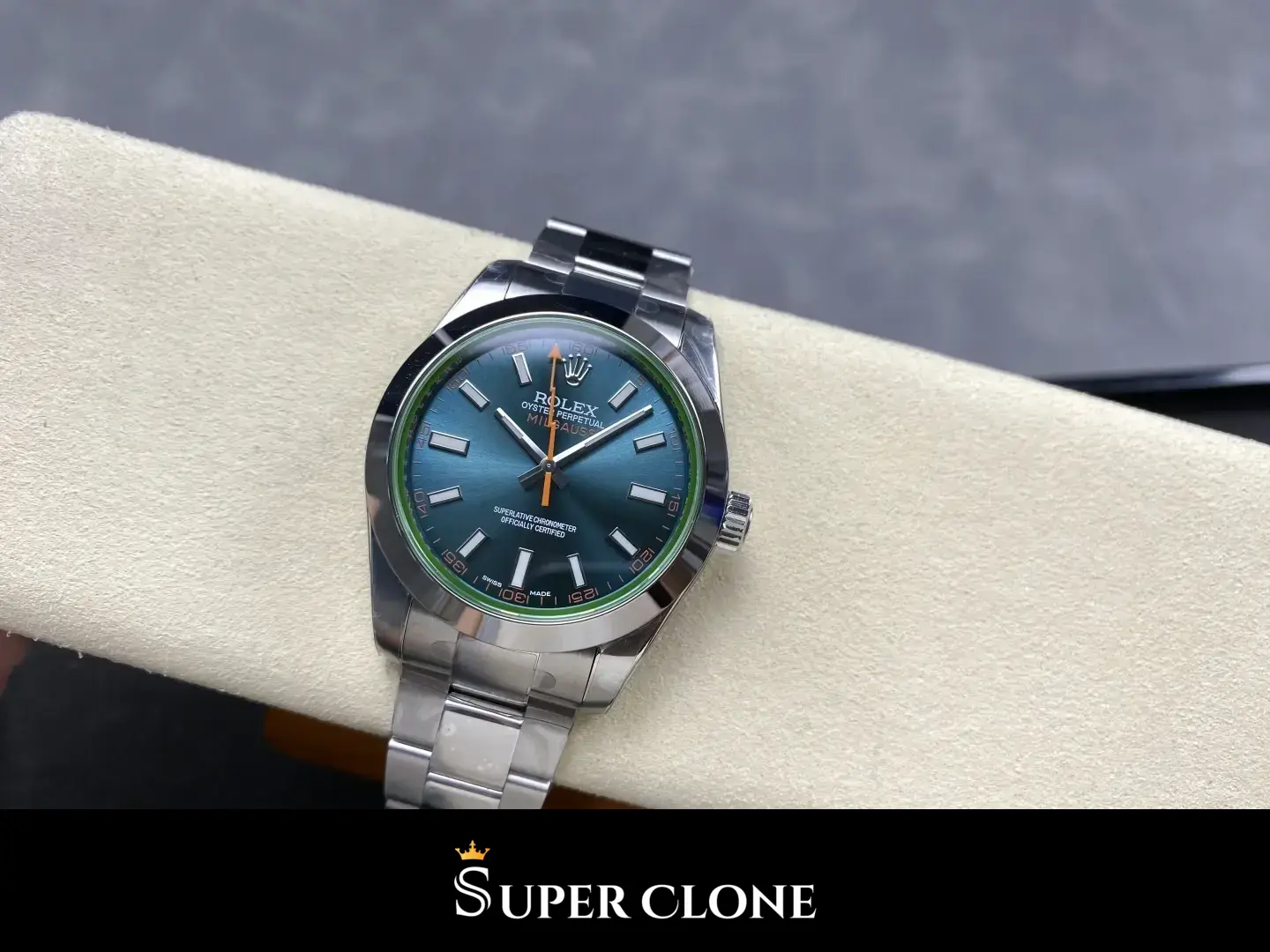 Rolex Milgauss 116400GV replica, esfera azul, vista 7