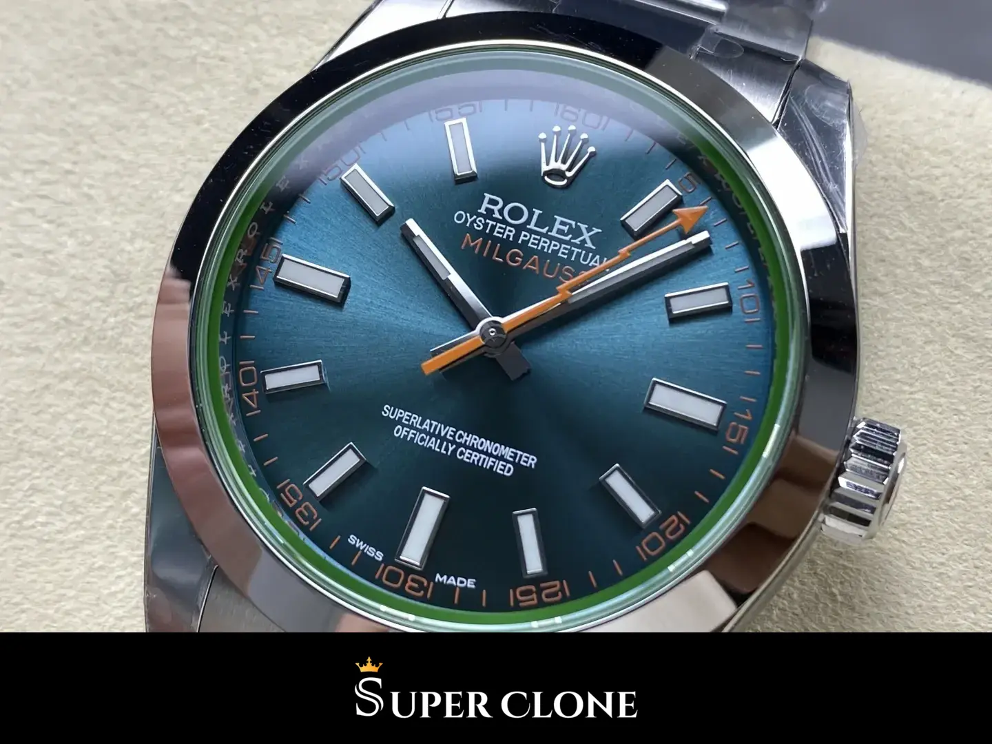 Rolex Milgauss 116400GV replica, esfera azul, vista 8