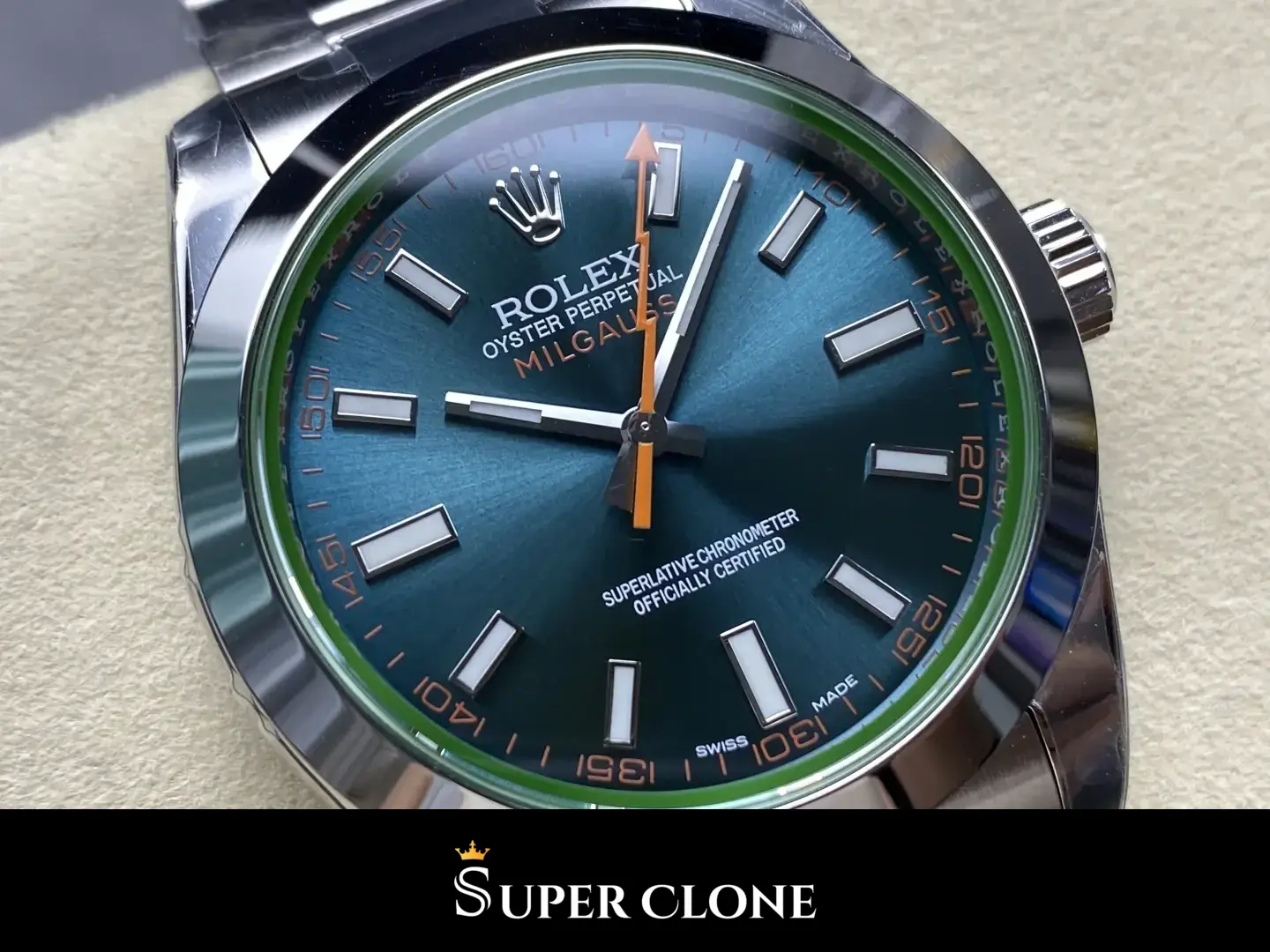 Rolex Milgauss 116400GV replica, esfera azul, vista 9