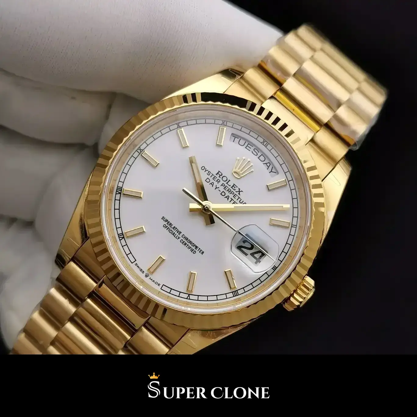 Rolex Milgauss 116610 replica, esfera blanca, cristal de zafiro verde