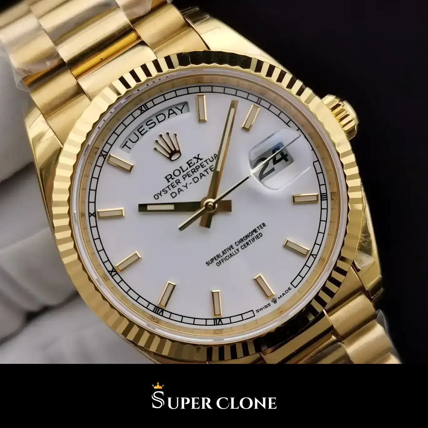 Rolex Milgauss 116610 replica, esfera blanca, brazalete Oyster