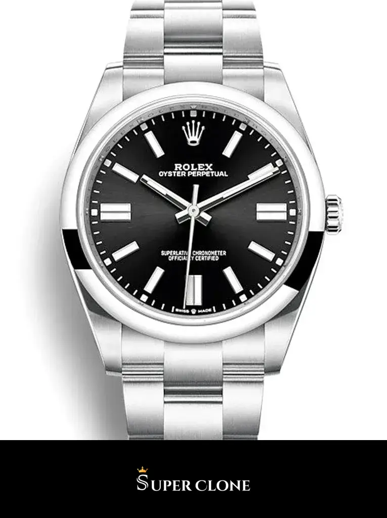 Rolex Oyster Perpetual 124200 replica, esfera negra, vista 2