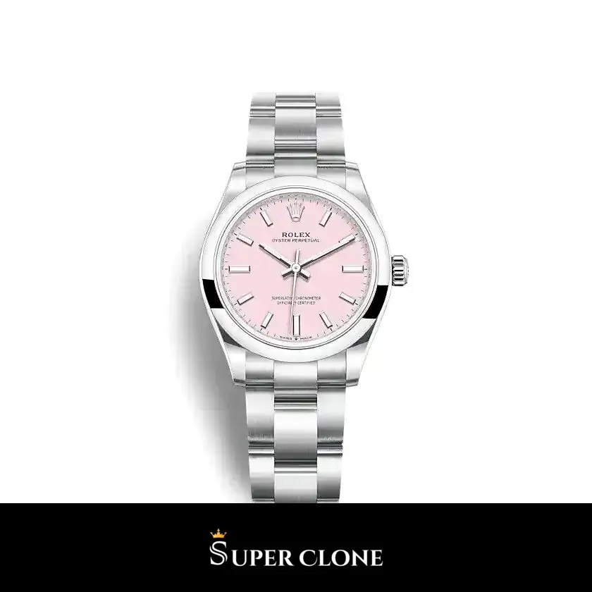 Rolex Oyster Perpetual 124200 34mm esfera rosa chicle laca plana réplica