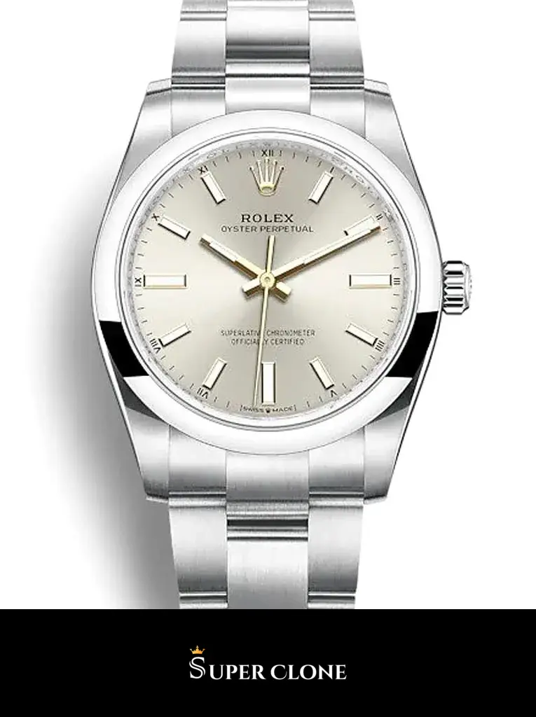 Rolex Oyster Perpetual 124200 réplica, vista 2, esfera plata