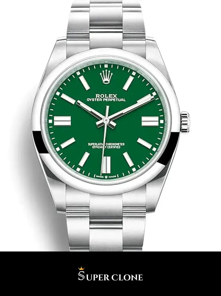 Rolex Oyster Perpetual 124300 replica, esfera verde, vista 2