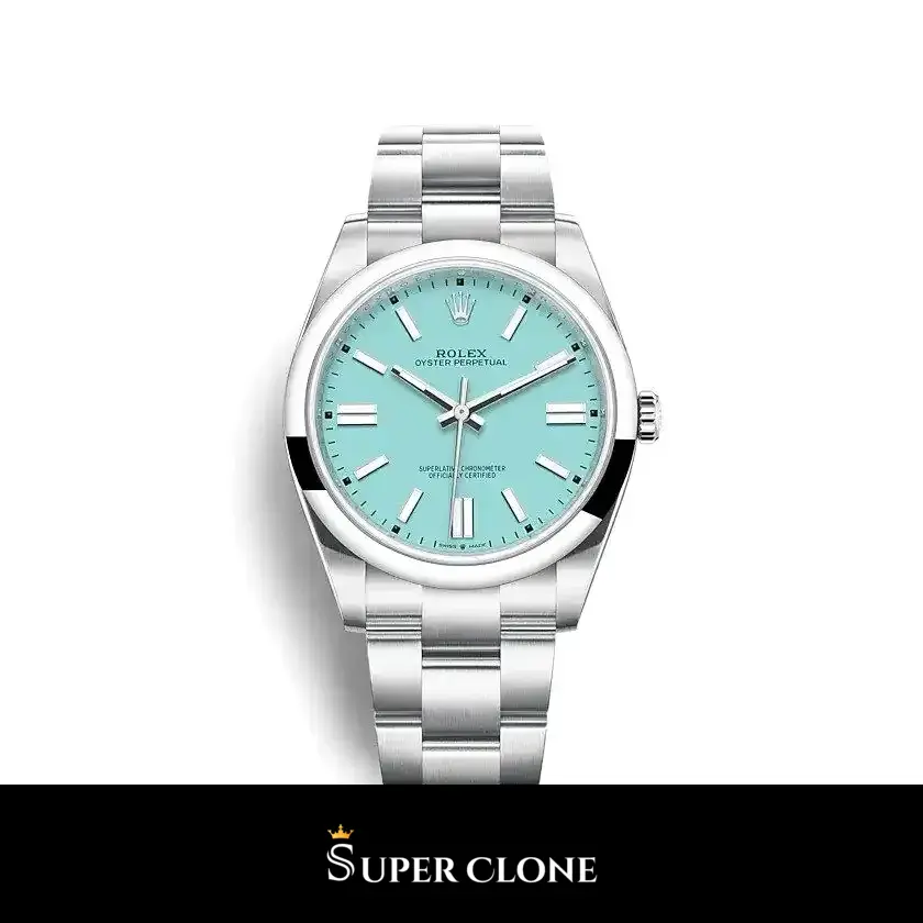Rolex Oyster Perpetual 124300 réplica Miyota esfera azul turquesa — vista frontal