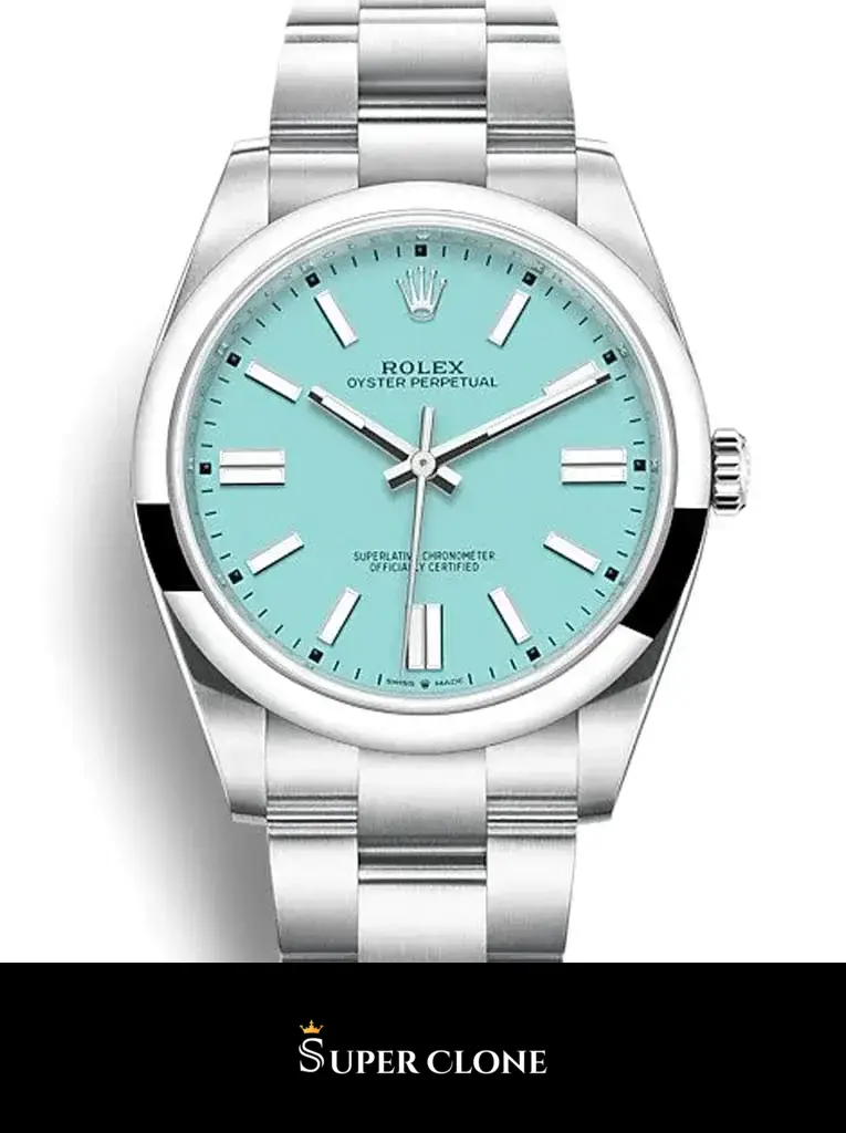 Rolex Oyster Perpetual 124300 replica, esfera azul turquesa, vista 2