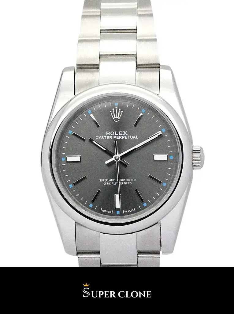 Rolex Oyster Perpetual 177200 replica, esfera negra, vista 2