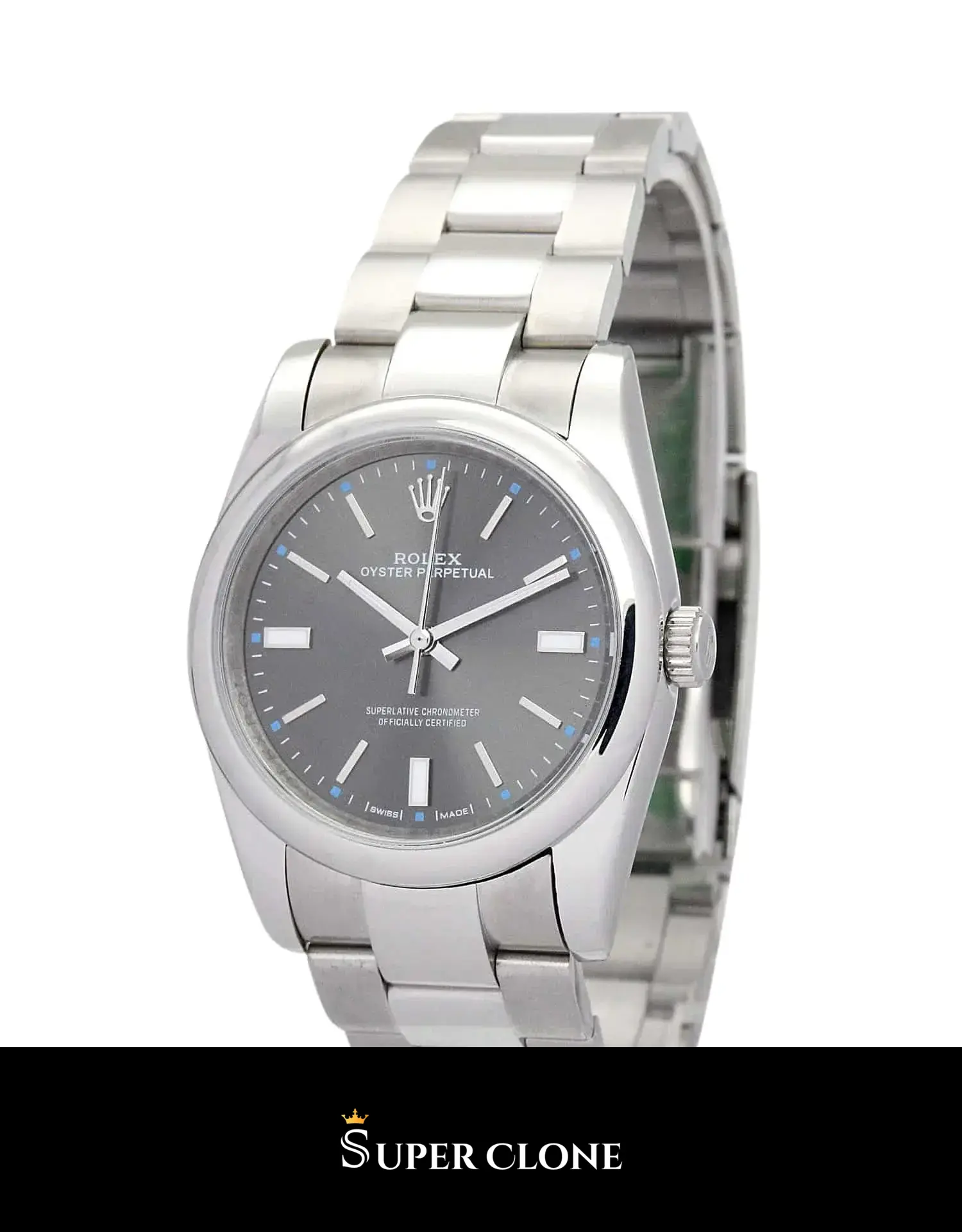 Rolex Oyster Perpetual 177200 replica, esfera negra, vista 3