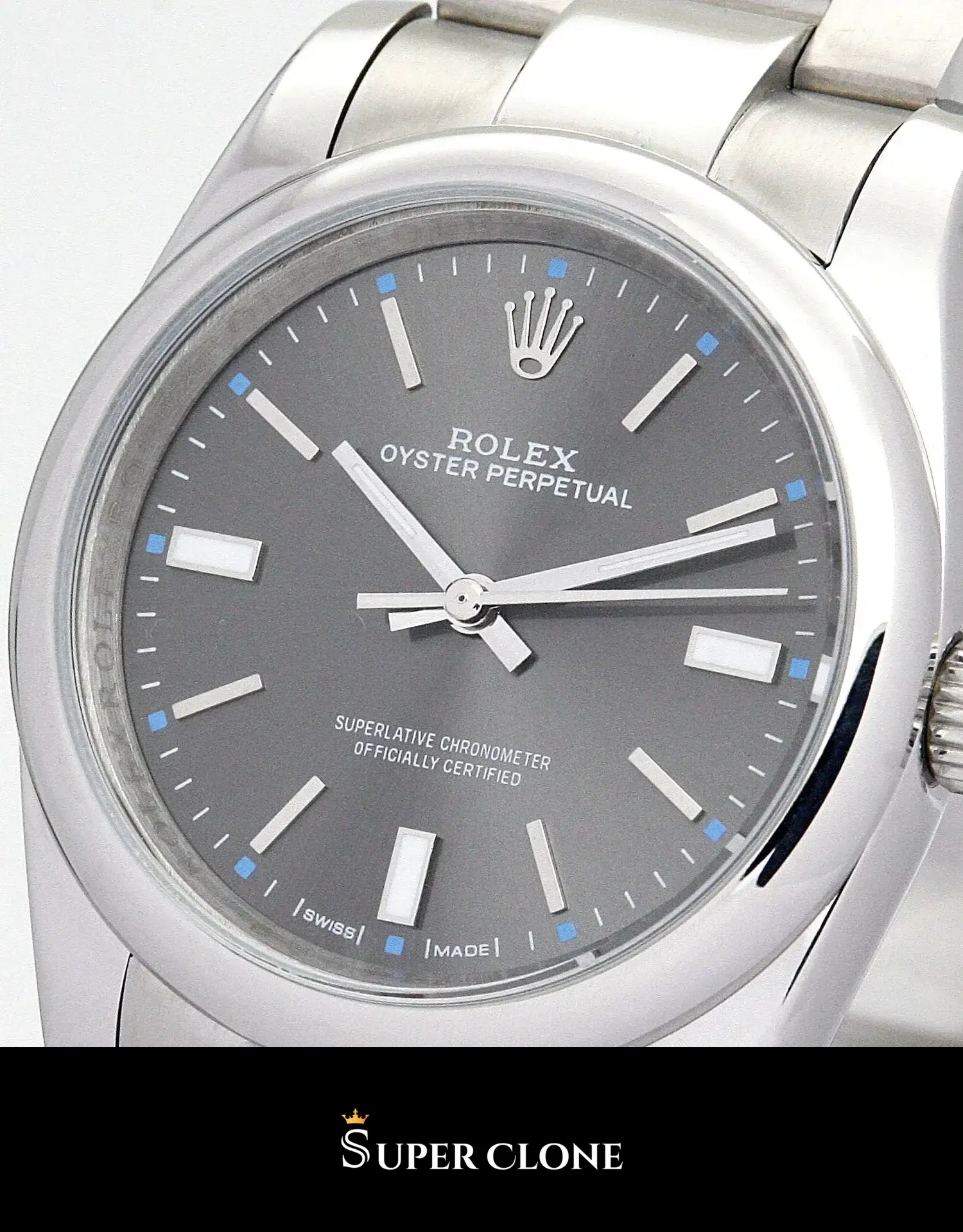 Rolex Oyster Perpetual 177200 replica, esfera negra, vista 4