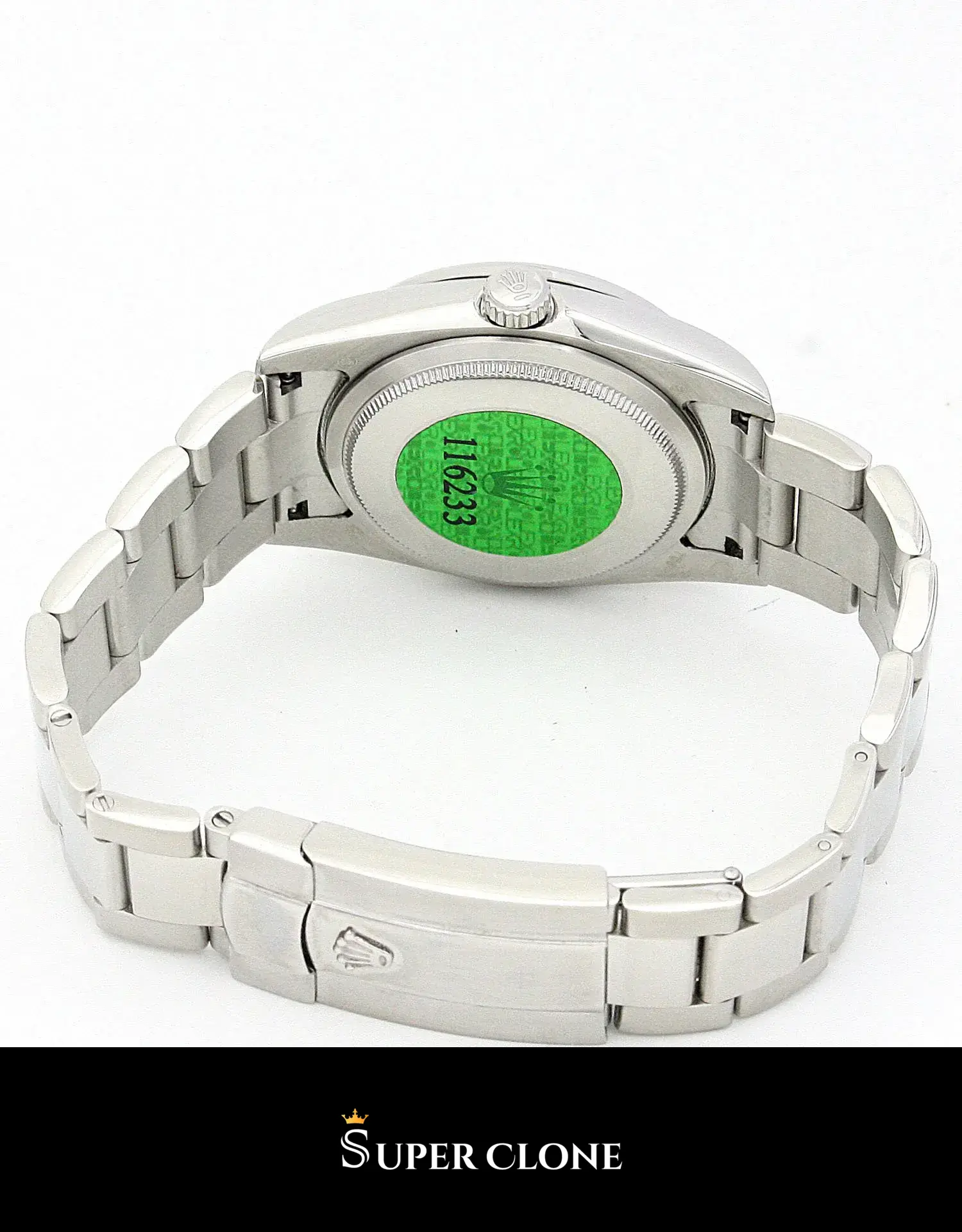 Rolex Oyster Perpetual 177200 replica morado, vista del bisel liso