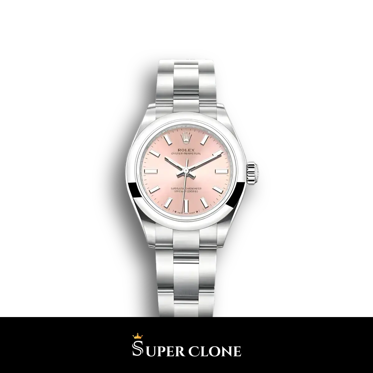 Rolex Oyster Perpetual 276200 28mm esfera rosa pastel y bisel abovedado pulido réplica