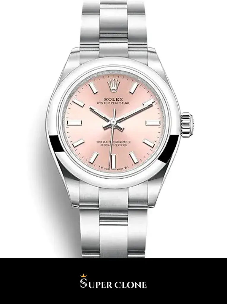 Rolex Oyster Perpetual 276200 replica, esfera rosa, vista 2