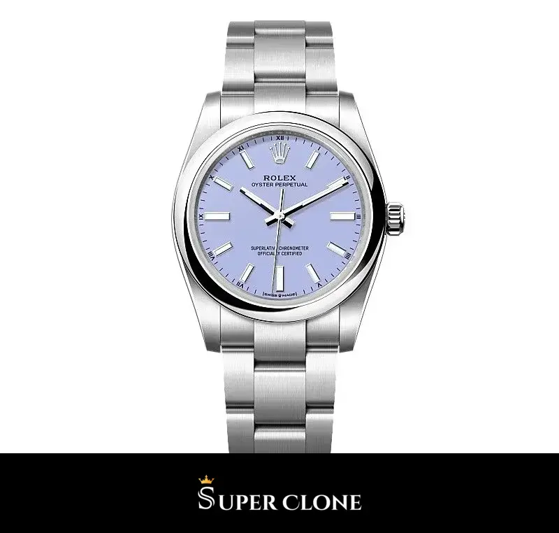 Rolex Oyster Perpetual 277200 réplica Miyota esfera lavanda — vista frontal