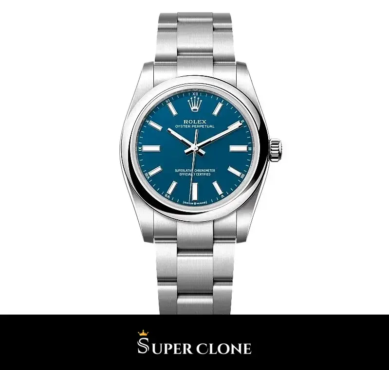 Rolex Oyster Perpetual 277200 esfera azul lacada y bisel liso 31mm réplica
