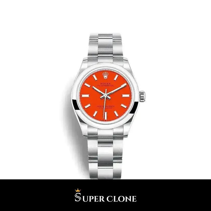 Oyster Perpetual 277200 réplica automática japonesa esfera coral rojo — vista frontal