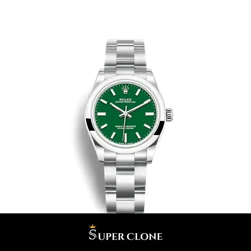 Rolex Oyster Perpetual 277200 esfera verde menta con bisel liso abovedado 31mm réplica