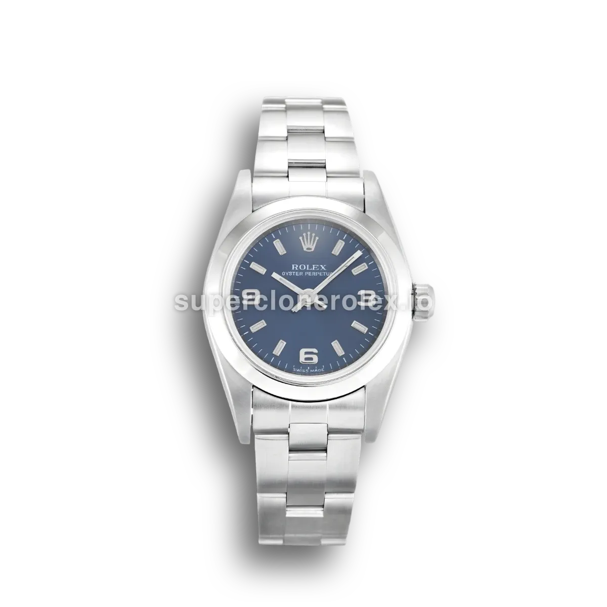 Rolex Oyster Perpetual 24mm esfera azul Ref 76080 bisel liso abovedado réplica