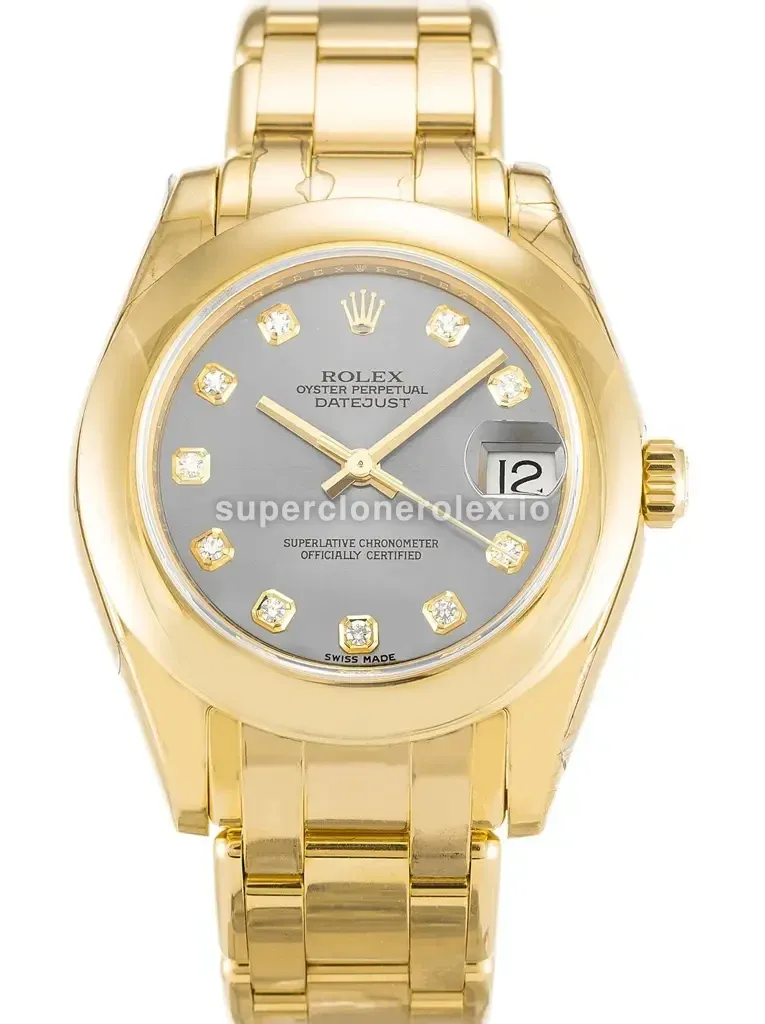 Pearlmaster 81208 réplica automática japonesa esfera plata — vista frontal