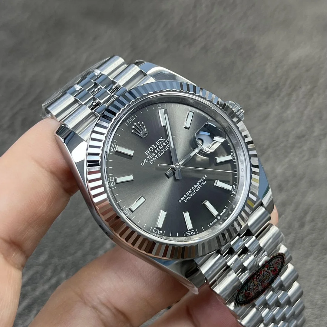 Rolex Datejust 126334 replica de Rolex, macro del bisel, esfera rodio