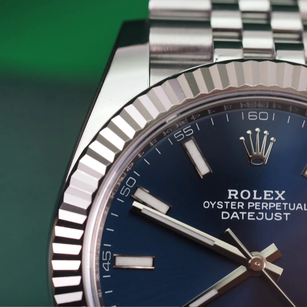 Rolex Datejust 126334 replica 41mm, primer plano de la esfera