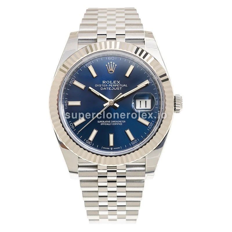 Datejust 126334 réplica de Rolex esfera azul — vista frontal
