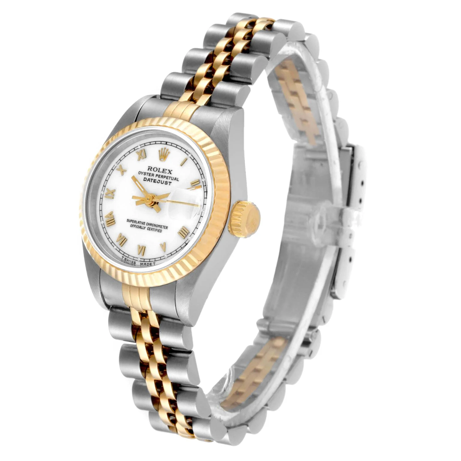 Lady-Datejust 69173 replica 26mm, primer plano de la esfera, blanco