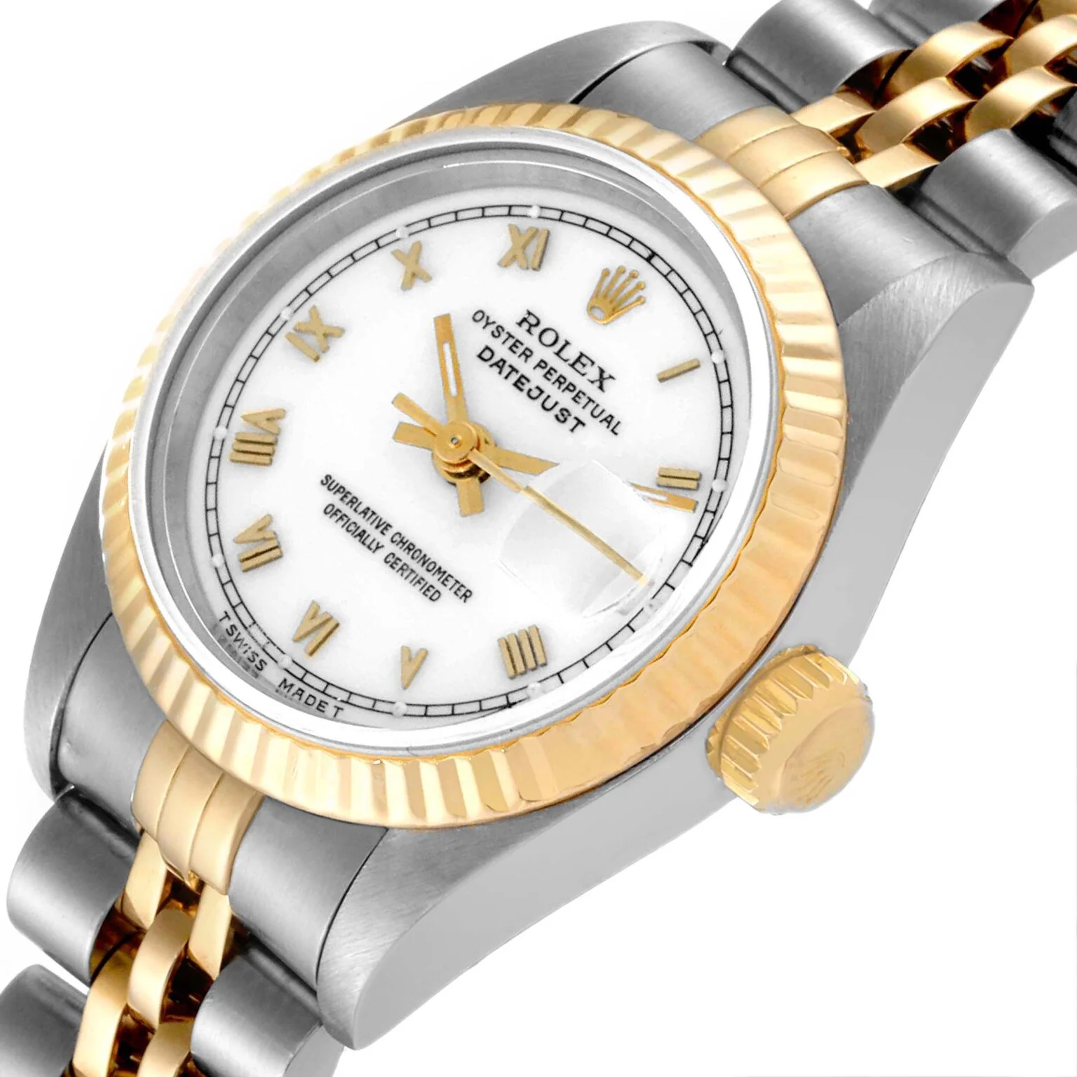 Lady-Datejust 69173 replica miyota, detalle del fondo de caja, esfera blanca