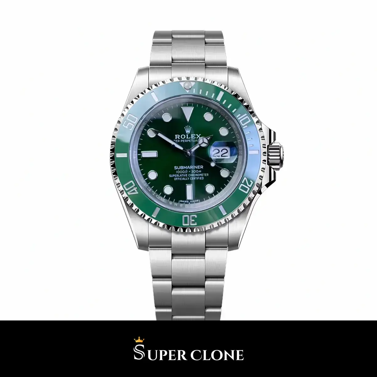 Submariner 116610LV Hulk réplica automática japonesa esfera verde — vista frontal