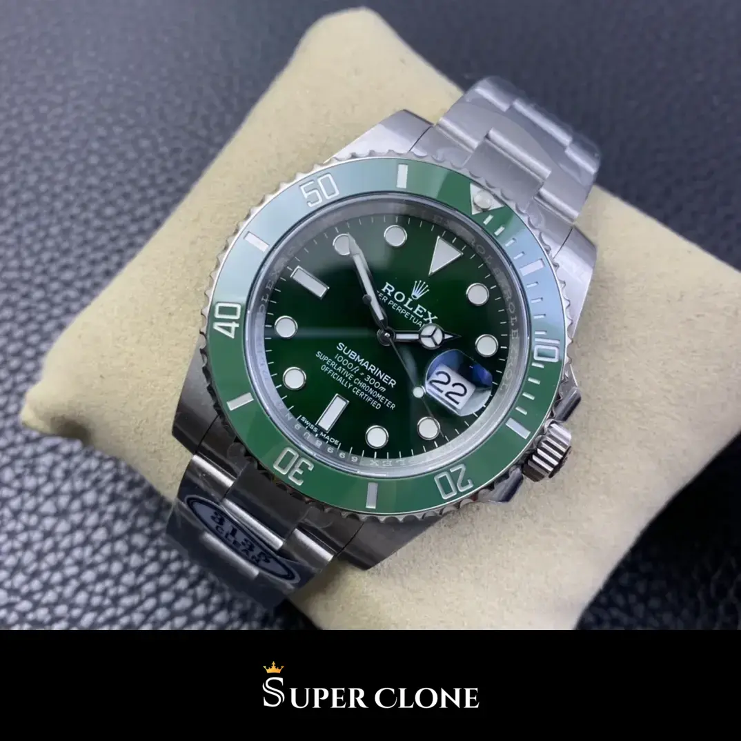 Rolex Submariner Hulk 116610LV replica, detalle del brazalete, Oyster de acero