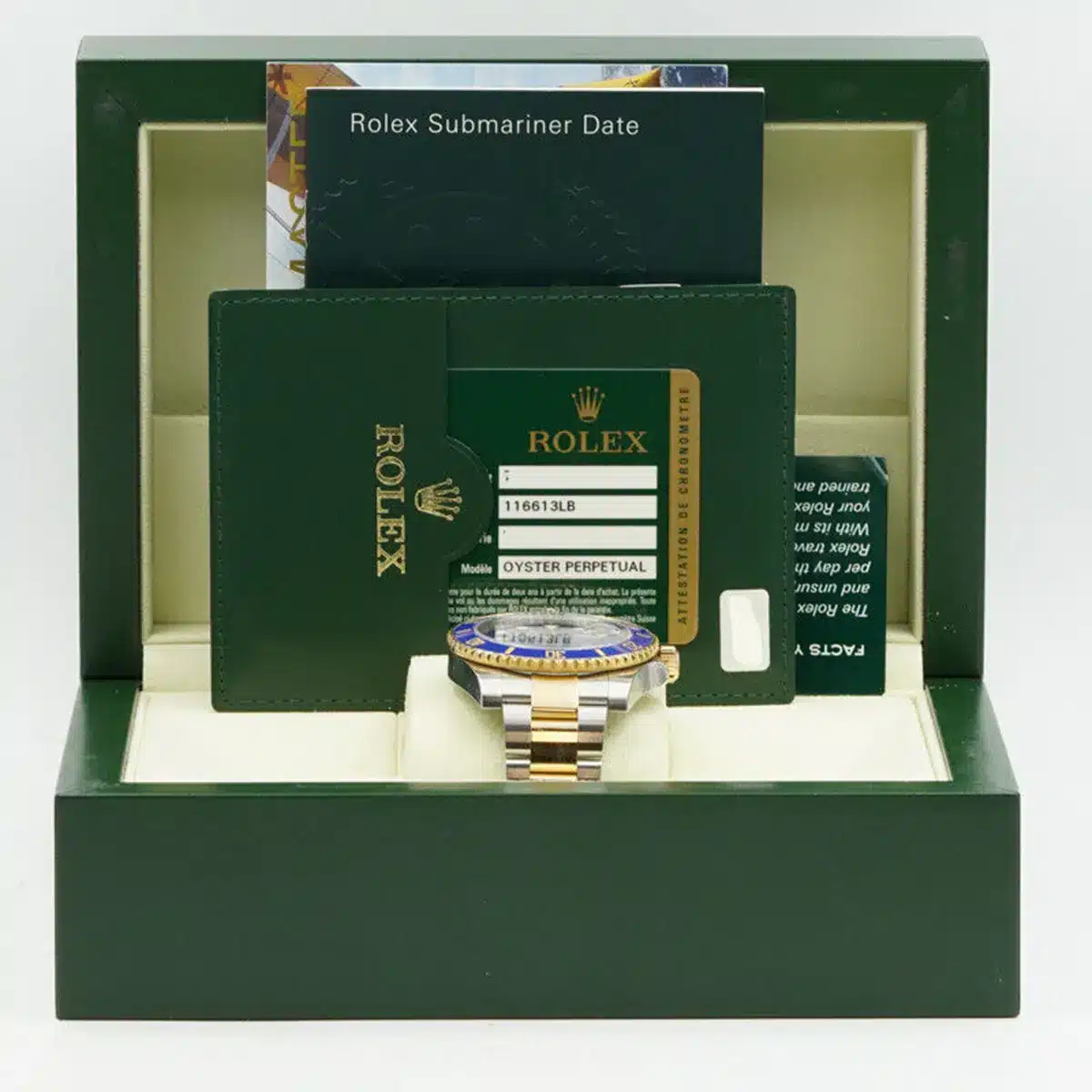 Rolex Submariner Bluesy 116613LB replica, detalle del brazalete, Oyster de acero y oro