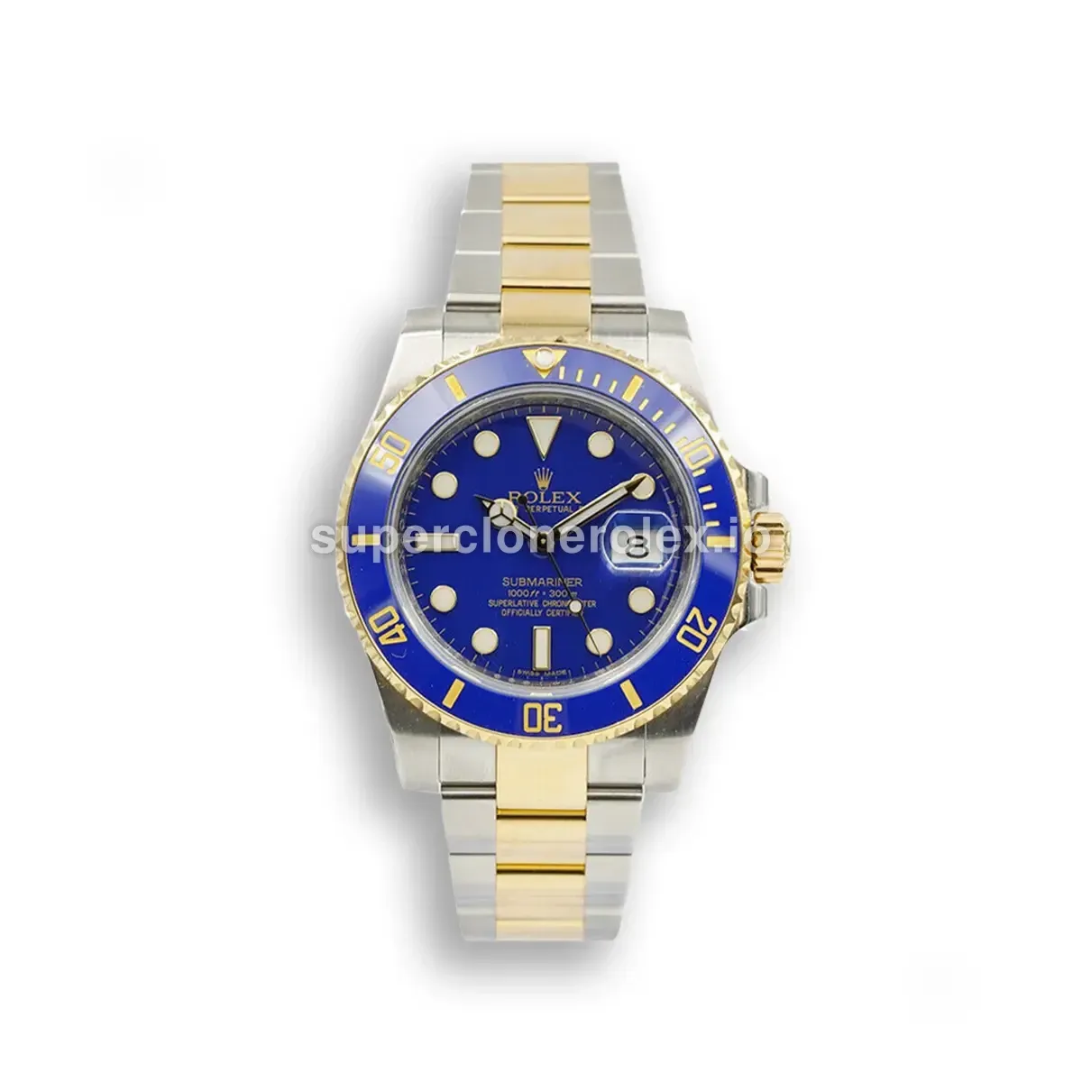 Rolex Submariner 116613LB Bluesy réplica esfera azul — vista frontal