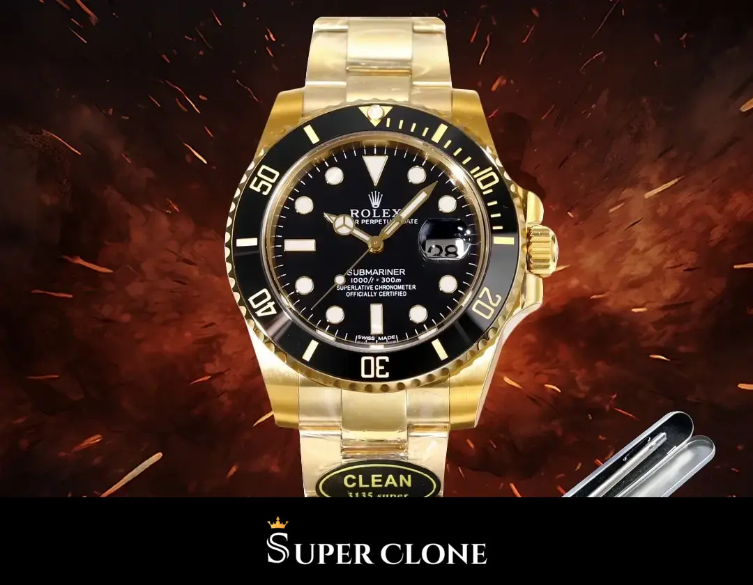 Rolex Submariner 116618LN, primer plano de esfera, negra brillante con marcadores dorados