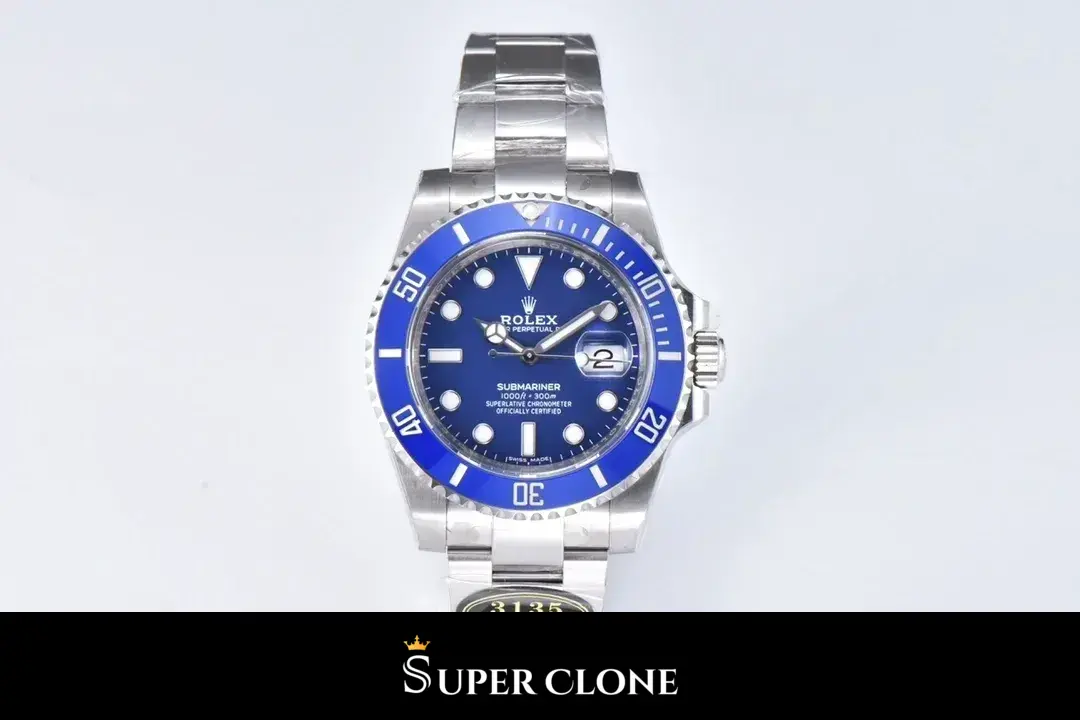 Rolex Submariner Smurf 116619LB Rolex replica, corona y caja, oro blanco