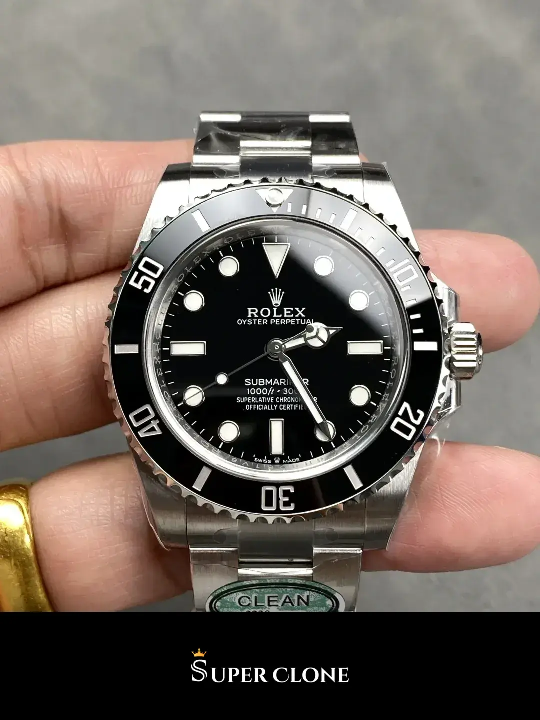 Rolex Submariner 124060 Rolex replica, macro del bisel, Cerámica negra Cerachrom