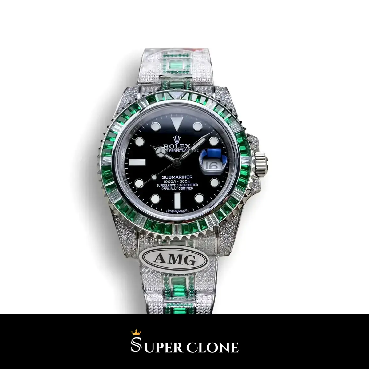 Submariner 126610LV réplica de Rolex esfera negro — vista frontal