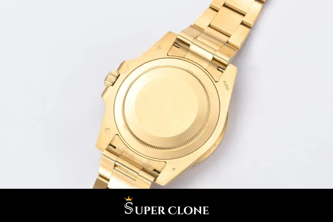 Rolex Submariner 126618LB replica, fondo de caja, acabado pulido en oro amarillo