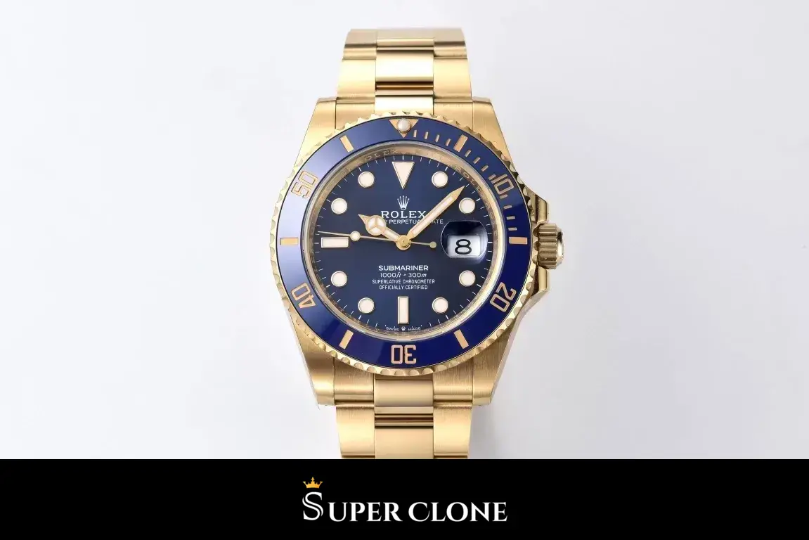Rolex Submariner 126618LB replica, cierre del brazalete abierto, Oyster de oro amarillo