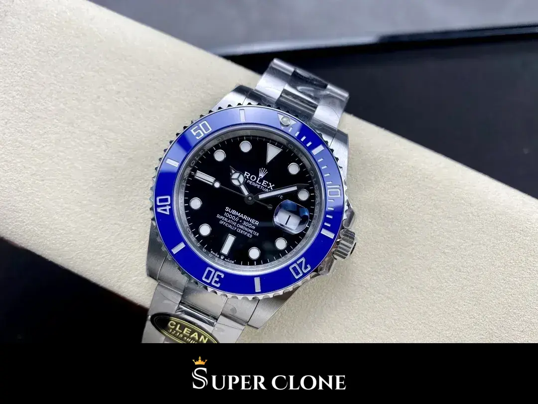 Rolex Submariner Cookie Monster 126619LB replica, corona y caja, corona twin-lock