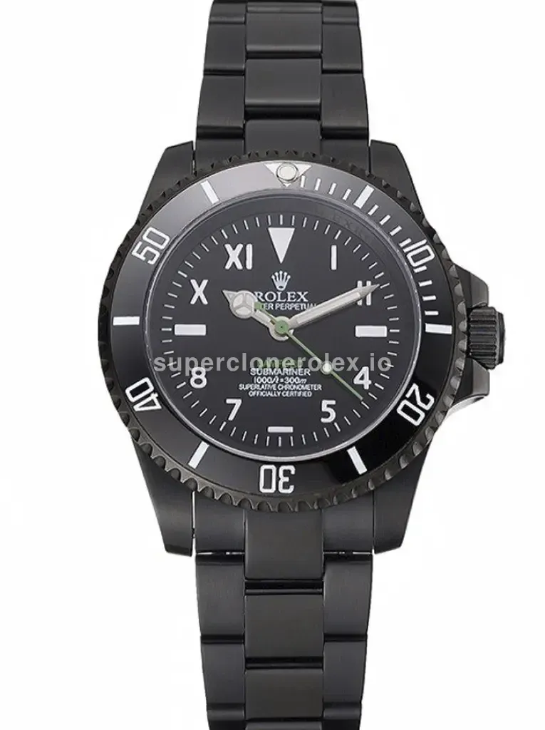 Rolex Submariner 16233BBL réplica esfera negro — vista frontal