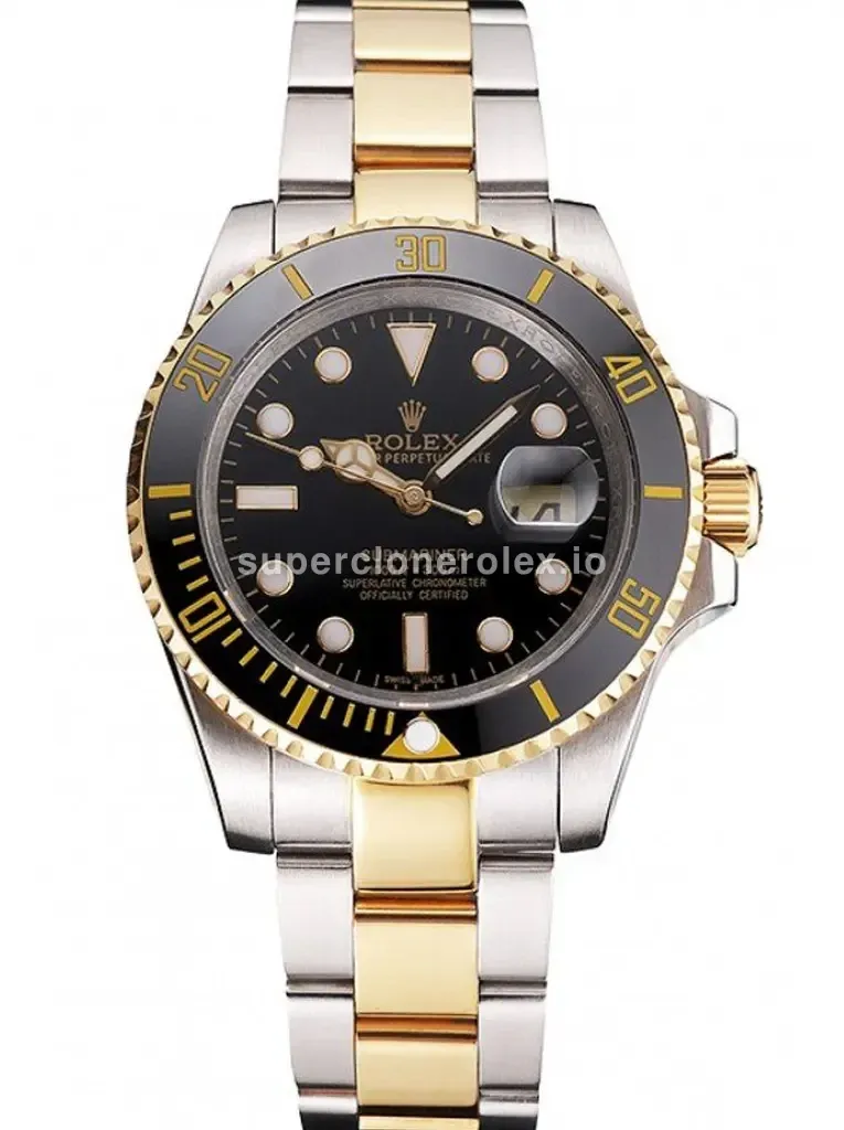 Submariner 16233BG réplica de Rolex esfera negro — vista frontal