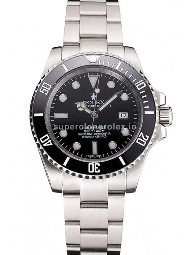 Rolex Submariner 16233P réplica esfera negro — vista frontal