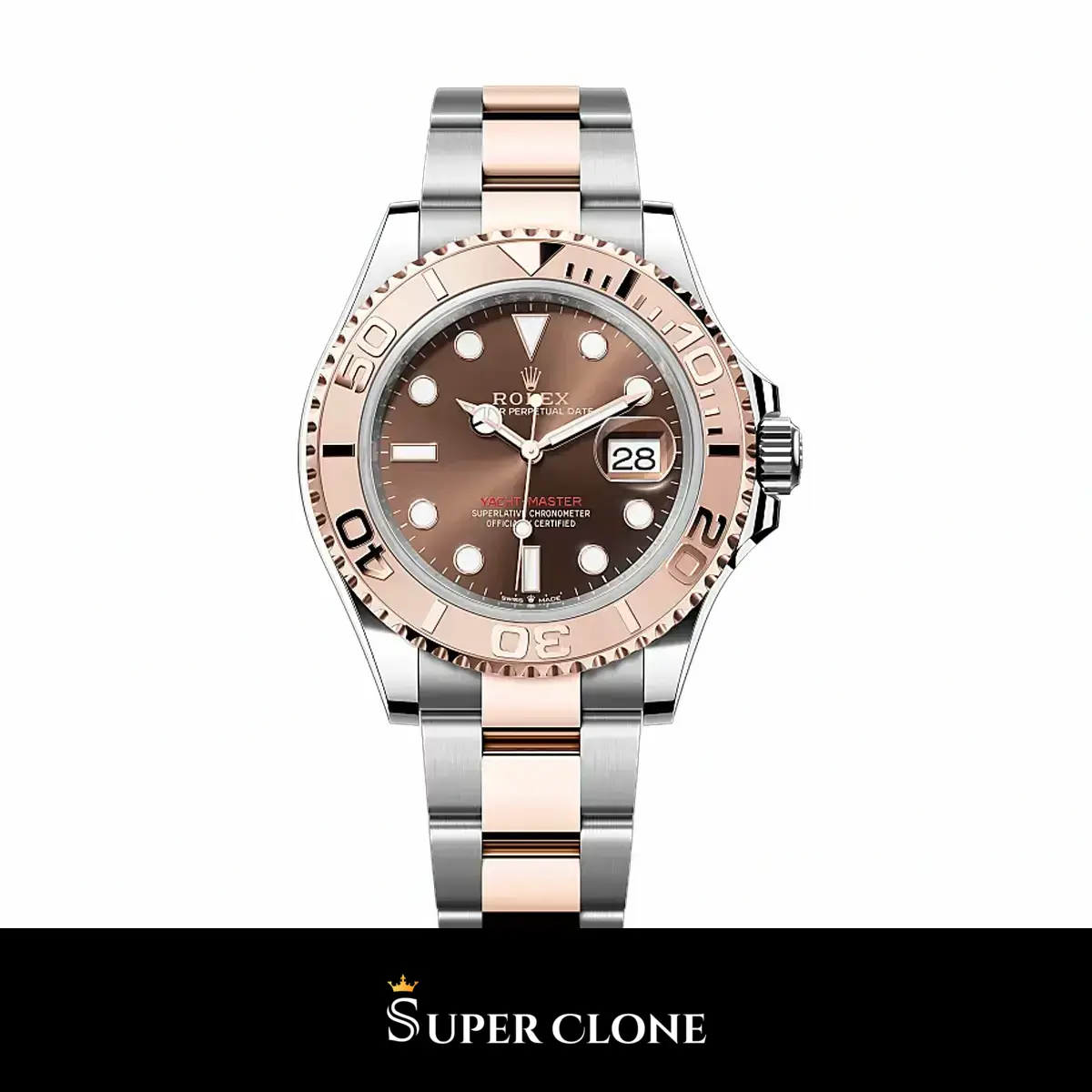 Yacht-Master 116621 réplica automática japonesa esfera chocolate — vista frontal