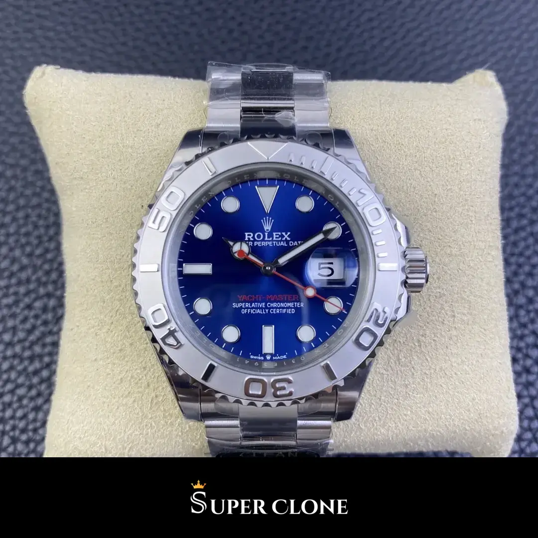 Rolex Yacht-Master 126622 replica esfera azul, vista en ángulo