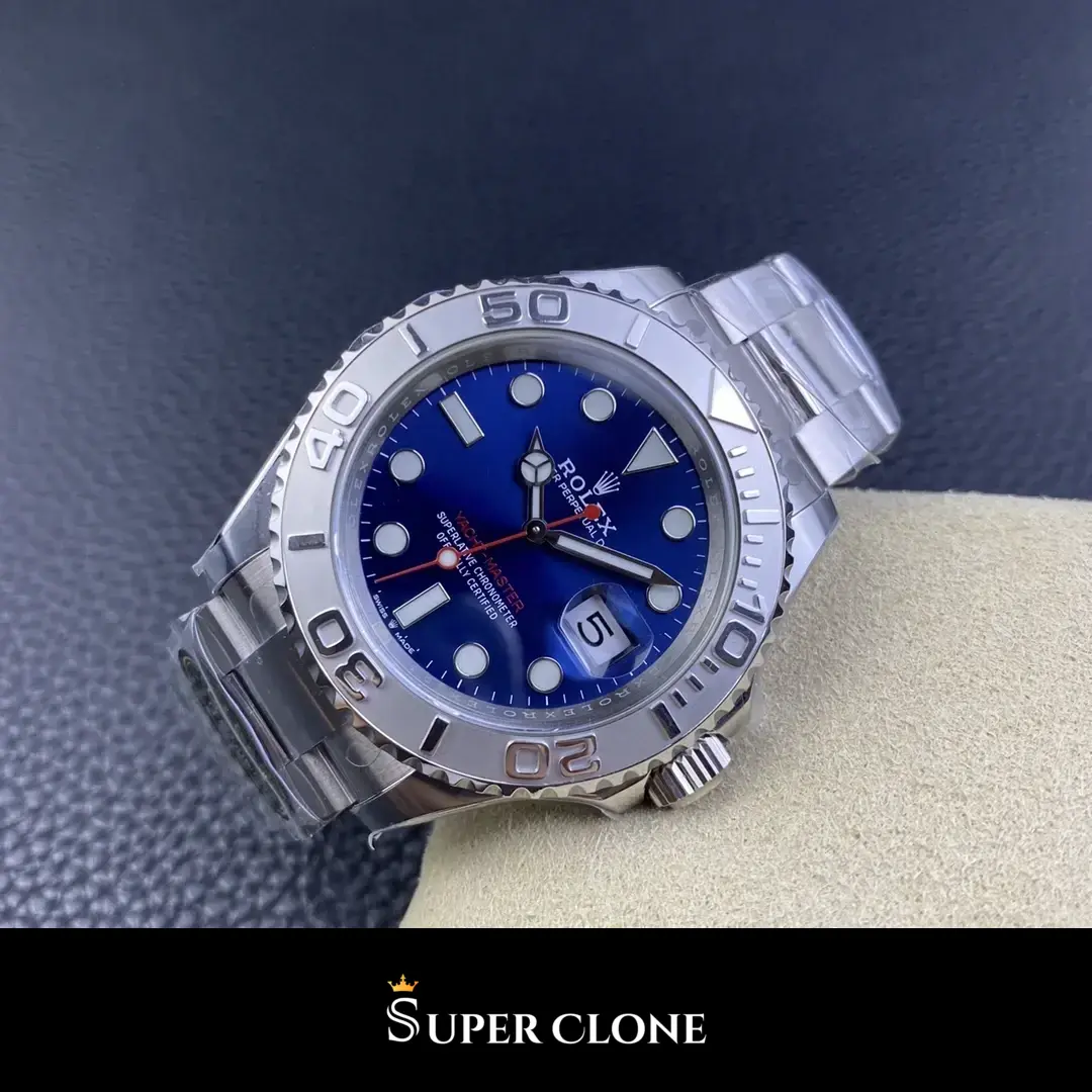 Rolex Yacht-Master 126622 replica esfera azul, macro de la corona